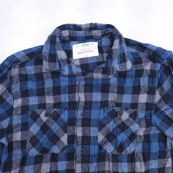 Urban Pipeline Gingham Flannel Casual Button Up Shirt Mens Size Small S Blue - Picture 1 of 10